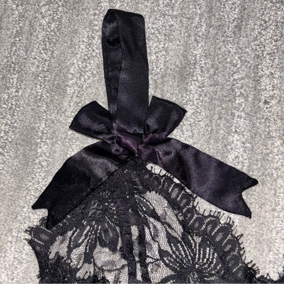 VTG Victoria’s Secret Gold Label Black Lace Teddy Bows Buttons Sheer Women’s S - Picture 5 of 6